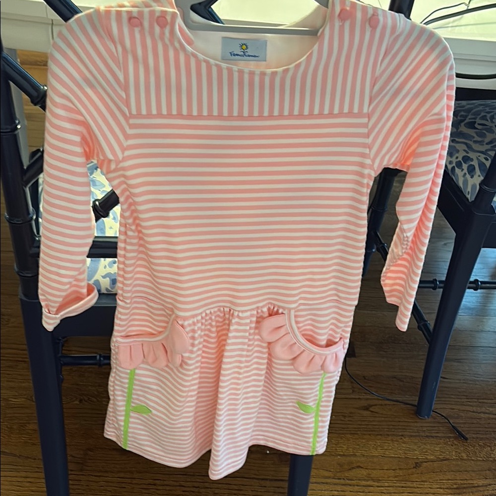 Florence Eiseman Pink Striped Long Sleeve Dress